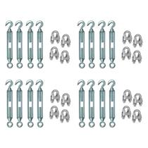 Kit 20 Esticadores P/ Cabo De Aço 3/16 + 20 Grampos Clips 1/8