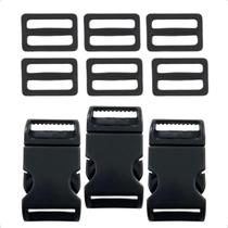 Kit 20 Fechos Engate Rápido 25mm Com 20 Reguladores Mochilas