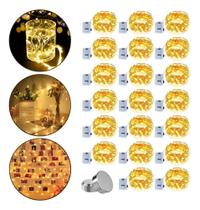 Kit 20 Fio Fada Cordão De 2M 20 Leds Bateria Branco Quente D