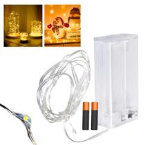 Kit 20 Fios de Fada 50 Leds Amarelos Cordão 5 Metros Pilhas