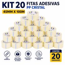 Kit 20 fitas adesivas pp cristal 45mm x 100m Kit 20 fitas adesivas pp cristal 45mm x 100m