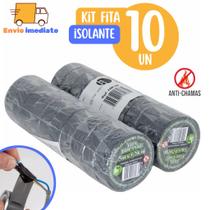 Kit 20 Fitas isolante Antichama Preta para Eletricista uso Geral Domestico e Industrial - 5m