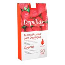 Kit 20 Folhas Prontas Corporais Depilação Cera Depilflax Morango 400 Unid.