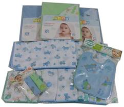 Kit 20 Fralda 3 Toalha capuz dupla 3 Babadores para menino