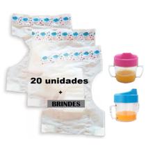 Kit 20 Fralda Para Boneca De Até 40cm + Mamadeira Magica Azul e Rosa - CALI