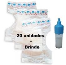 Kit 20 Fraldas Pequena Para Boneca Com Mamadeira Leite Magico Azul - ED2