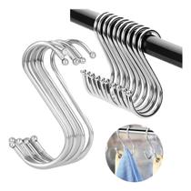 Kit 20 Ganchos Aço Inox Suporte Roupa Cabide Barra De Utensílios Cozinha Tipo S Grande OR180101