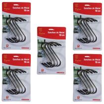 Kit 20 Ganchos De Metal Tipo S Multiuso Guarda Roupa 10Cm