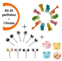 Kit 20 Garfinhos + 1 Forma Petisco Lancheira Olhinho Animais - Bruartt