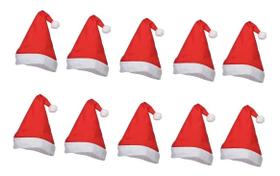 Kit 20 Gorros Papai Noel Em Feltro C/ Pom Pom