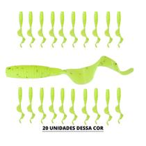 Kit 20 Grub Silicone Soft Isca Artificial Com Cheiro 5,5cm Várias Cores Para Pesca Traíra Black Bass Tucunaré