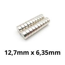 Kit 20 Imã Neodímio Disco Magnético N35 12,7x 6,35mm Super Forte Potente Redondo