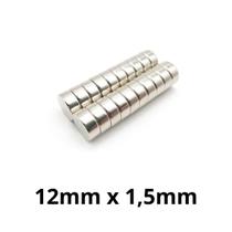 Kit 20 Imã Neodímio Disco Magnético N35 12x1,5mm Super Forte Potente Redondo
