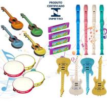 Kit 20 Instrumentos Musicais Infantil Violão Guitarra Flauta Gaita Pandeiro Dia das Crianças Natal Brinquedo Prenda Kit 20 Instrumentos Musicais Infantil Violão Guitarra Flauta Gaita Pandeiro Dia das Crianças Natal Brinquedo Prenda