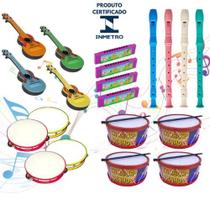 Kit 20 Instrumentos Musicais Infantil Violão Tambor Flauta Gaita Pandeiro Dia das Crianças Natal Brinquedo Prenda Kit 20 Instrumentos Musicais Infantil Violão Tambor Flauta Gaita Pandeiro Dia das Crianças Natal Brinquedo Prenda