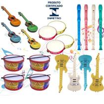 Kit 20 Instrumentos Musicais Infantil Violão Tambor Flauta Guitarra Pandeiro Dia das Crianças Natal Brinquedo Prenda