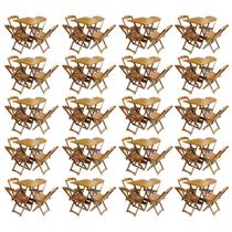 Kit 20 Jogos de Mesa com 4 Cadeiras de Madeira Dobravel 60x60 Ideal para Bar e Restaurante - Mel