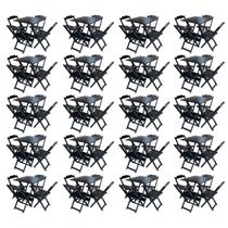 Kit 20 Jogos de Mesa com 4 Cadeiras de Madeira Dobravel 60x60 Ideal para Bar e Restaurante - Preto Kit 20 Jogos de Mesa com 4 Cadeiras de Madeira Dobravel 60x60 Ideal para Bar e Restaurante - Preto
