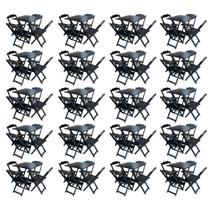 Kit 20 Jogos de Mesa com 4 Cadeiras de Madeira Dobravel 60x60 Ideal para Bar e Restaurante - Preto