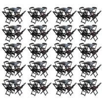 Kit 20 Jogos de Mesa com 4 Cadeiras de Madeira Dobravel 60x60 Ideal para Bar e Restaurante - Tabaco