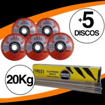 KIT 20 kg Eletrodo + 5 discos inox 6013 de 2,50mm Solda Elétrica Serralheiro Cinza