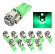 Kit 20 Lampada T10 5 Led Branca Pingo Luz 5050 Ata Verde