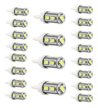 Kit 20 Lâmpadas De Led Pingão Automotiva 9 Leds Encaixe T10