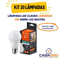 Kit 20 Lâmpadas Led 9W E27 4.000K Luz Neutra Bivolt Ledvance