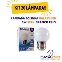 Kit 20 Lâmpadas Led Bolinha Decorativa G45 3W 127V Branco Frio E27 Galaxy LED