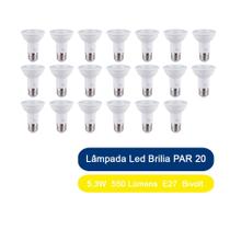 Kit 20 Lâmpadas Led Brilia PAR 20 5,3W 550 Lúmens E27 Bivolt
