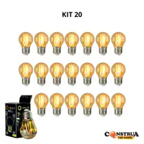 Kit 20 Lâmpadas Retro Filamento Led G45 2w Luz Âmbar Biv