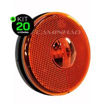 Kit 20 Lanternas Lateral Carreta LED Âmbar Laranja 85mm Bivolt com Fio com Suporte