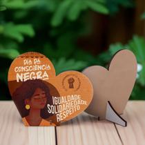 Kit 20 Lembrancinhas Corações MDF Dia da Consciência Negra