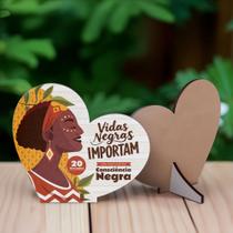 Kit 20 Lembrancinhas Corações MDF Dia da Consciência Negra