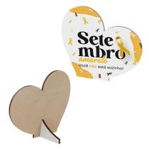Kit 20 Lembrancinhas MDF Coração Campanha Setembro Amarelo