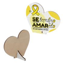 Kit 20 Lembrancinhas MDF Coração Campanha Setembro Amarelo Kit 20 Lembrancinhas MDF Coração Campanha Setembro Amarelo