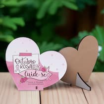 Kit 20 Lembrancinhas Outubro Rosa MDF Coração Prevenção e Conscientização