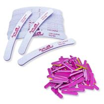 Kit 20 Lixa Banana Lavável 100 180, 100 Mini Lixa Rosa Gramatura 100 Manicure Nail Designer Profissional Unhas Unha de Gel