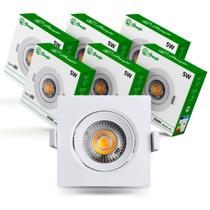 Kit 20 Luminária Led Spot 5W Redondo Quadrado Branco Frio Quente