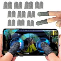 Kit 20 Luvas Dedo Fibra Prata Gamer Profissional Jogar Pubg Free Fire Celular Revenda Atacado Competitivo Video Game
