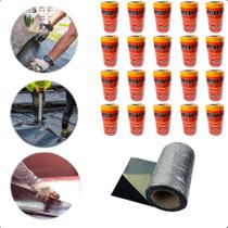 kit 20 Manta Asafaltica Impermeabilizante Telhado 20cm 10m