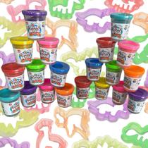 Kit 20 Massinha Modelar Infantil Colorida + Moldes Forminha