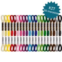 Kit 20 Meadas de Linha para Bordar Coats Anchor Mouliné - 8m - Cores Basicas