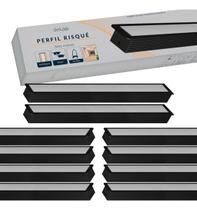 Kit 20 Metros Perfil p/ Led Embutir aluminio Risque Baby 10x2m 13x09mm Preto Cod:338251709-10 Deluxe