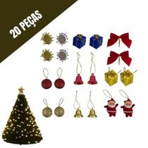 Kit 20 Mini Enfeites Natal Completo Laço Papai Noel