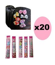 Kit 20 Mini Laços Infantil c/ Presilha Estampas sortidas