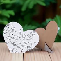 Kit 20 Mini Lembrancinhas Coração MDF Dia das Crianças para Colorir Kit 20 Mini Lembrancinhas Coração MDF Dia das Crianças para Colorir