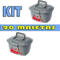 Kit 20 mini maleta para esmalte lady box cinza organizadora