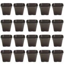 Kit 20 Mini Vaso Suculenta QUADRADO Preto 170ml Mini Vasinho Plástico Cultivo Mini Cacto Decoração