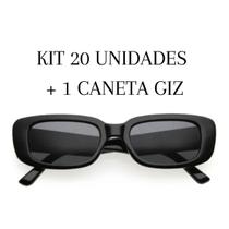 Kit 20 Óculos De Sol Retrô Preto + Caneta Giz Líquido Oferta - Moda Solaris